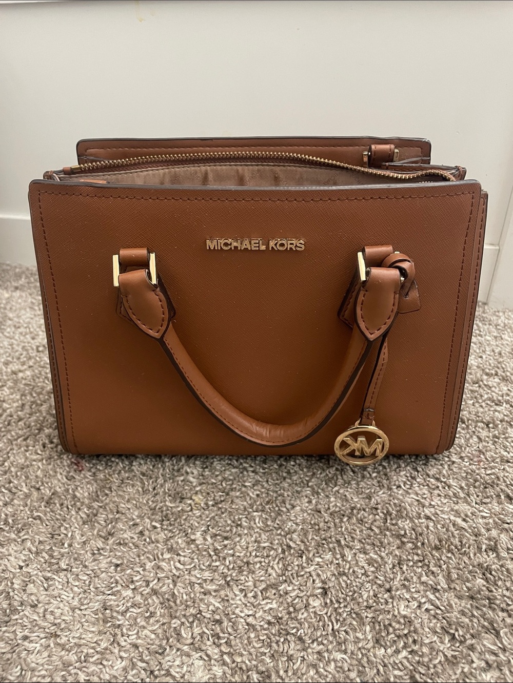 Michael Kors Tan/Brown Saffiano Leather medium size purse